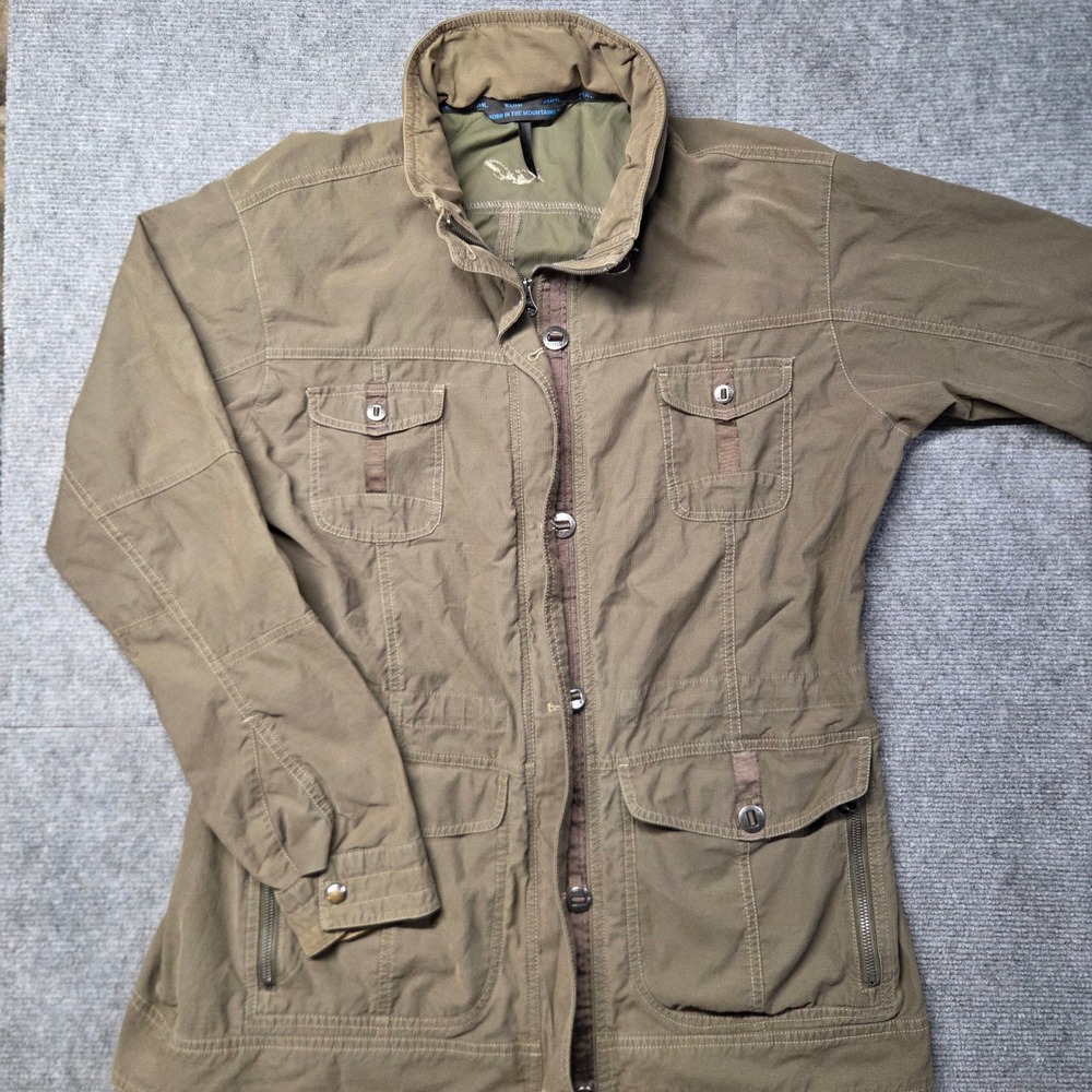 Kuhl Womens Olive Green Utility Field Jacket Full Zip Snap Pockets Size L